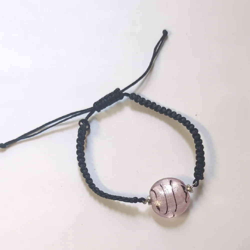 Elegant Black‎ and Pink Beaded Adjustable Slider Bracelet